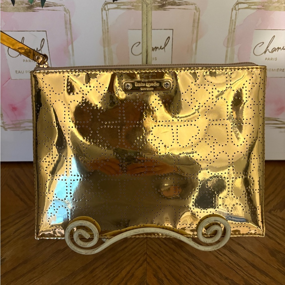 kate spade Gold Perforated Clutch
